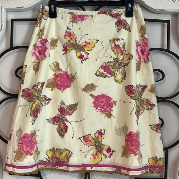 J. JILL FLORAL SCALLOP TRIM MIDI SKIRT PALE YELLOW SIZE EXTRA SMALL PETITE - Picture 7 of 11